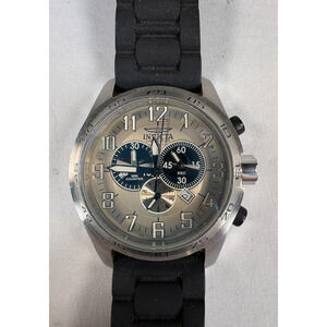 Invicta Chronograph Mens Watch Model 4597 Silver Dial Black Strap